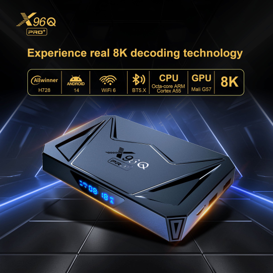 X96Q PRO PLUS TV BOX Android 14 4G 32G H728 Quad Core 1000M Wifi 6 Media Player