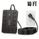 1 Piece 17-in-1 Surge Protected Power Strip With 11 AC Outlets, 4 USB And 2 Type-C Ports. Wall Mountable Desktop Charging Station. US Plug. Perfect For Home, Office And Travel. Available In 5ft Or 10ft Cord Length.