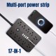 1 Piece 17-in-1 Surge Protected Power Strip With 11 AC Outlets, 4 USB And 2 Type-C Ports. Wall Mountable Desktop Charging Station. US Plug. Perfect For Home, Office And Travel. Available In 5ft Or 10ft Cord Length.