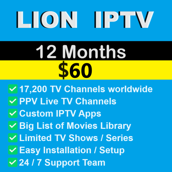 Lion IPTV - Xtream Code server - Worldwide TV Channels