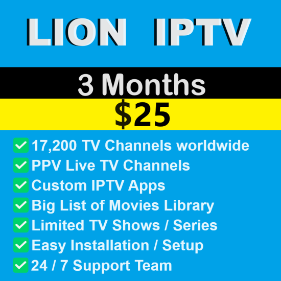 Lion IPTV - Xtream Code server - Worldwide TV Channels