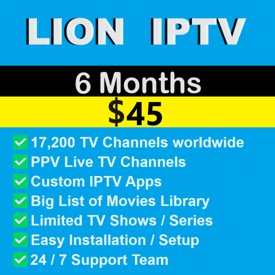 Lion IPTV - Xtream Code server - Worldwide TV Channels