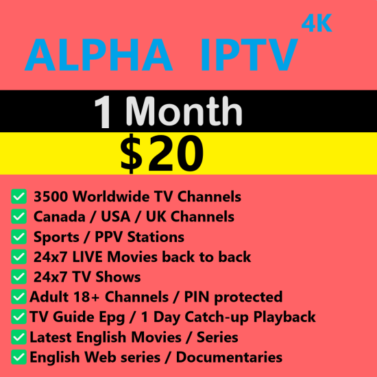 Alpha 4K IPTV 1 Month