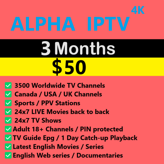 Alpha 4K IPTV 3 Months