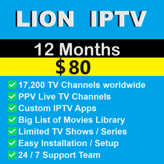 Lion IPTV - Xtream Code server - Worldwide TV Channels