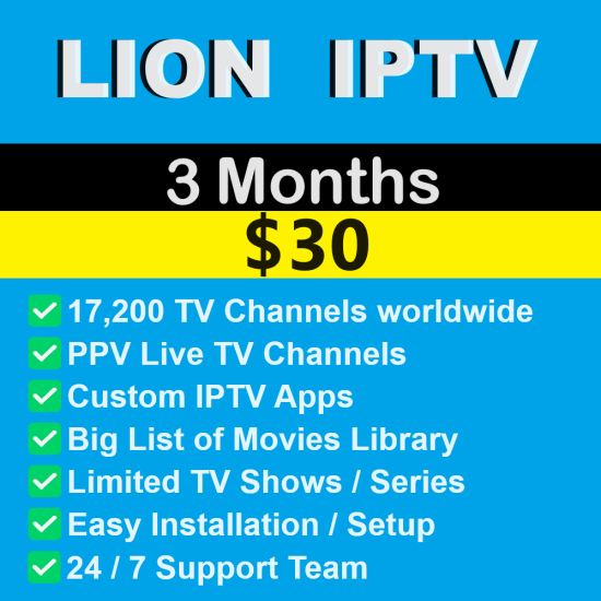 Lion IPTV - Xtream Code server - Worldwide TV Channels