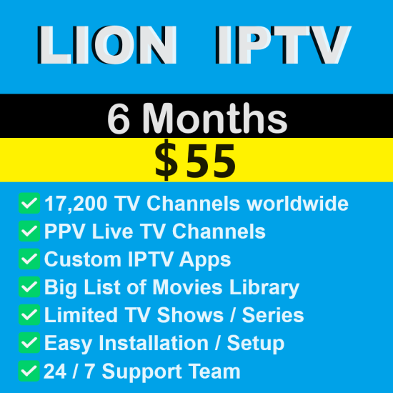 Lion IPTV - Xtream Code server - Worldwide TV Channels