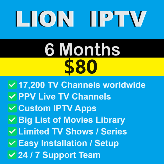 Lion IPTV - Xtream Code server - Worldwide TV Channels