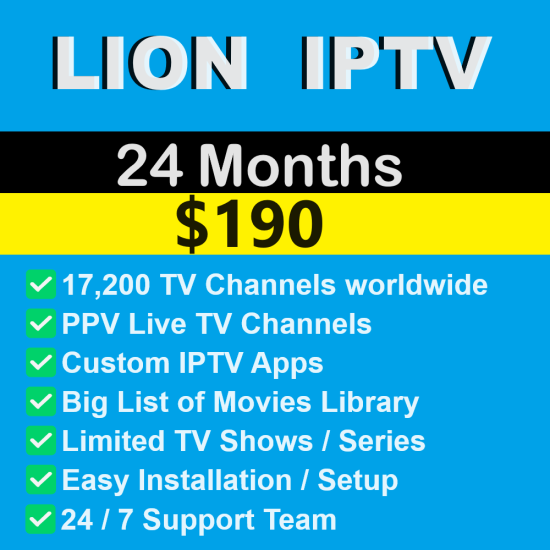 Lion IPTV - Xtream Code server - Worldwide TV Channels