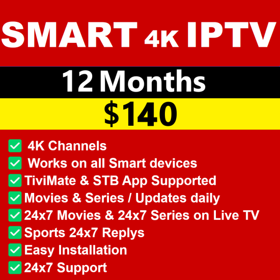 Smart 4K IPTV 12 Months