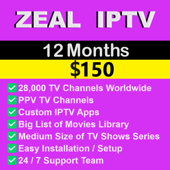 Zeal IPTV 12 Month