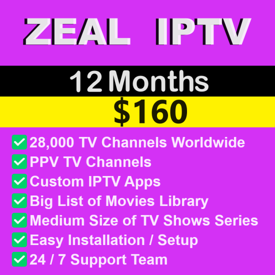 Zeal IPTV 12 Month