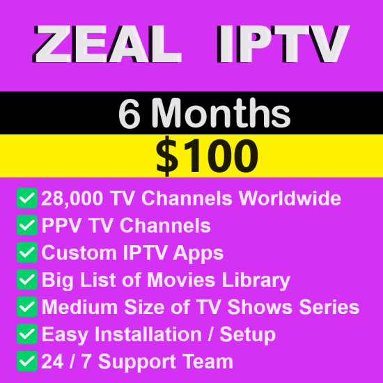 Zeal IPTV 6 Month
